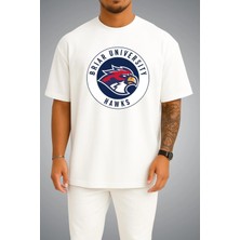 Bahriyeli Collection Oversize Off Campus Briar University Hawks Graham 44 Göğüs ve Sırt Baskılı Unisex T-Shirt