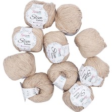 Spagetti Yarn Spagettiyarn Açık Bej Slim Cotton İp - Yumuşak ve Kaşıntı Yapmaz 10'lu Set