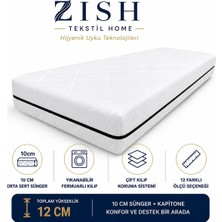 Zish Tekstil Eco Comfort 12 cm Yıkanabilir Kılıflı Sünger Yatak | Yer, Misafir, Kamp ve Karavan Yatağı, Şilte | 8 cm 24 DNS Orta Sert + 2 cm 24 DNS Hyper Soft | Tamzara Kumaş, Koruyucu Süprem