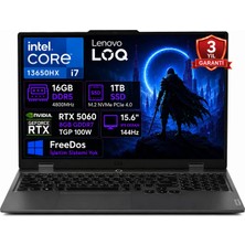 Lenovo Loq 15IRX10 83JE00JQTR I7-13650HX 16GB Ddr5 1tb SSD RTX5060 8gb Tgp 100W 15.6" IPS 144Hz Freedos