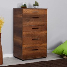 Adore Mobilya Adore Trendline 5 Çekmeceli Şifonyer Oslo Ceviz Renk 60 cm Modern Tasarım ve Ergonomik Kullanım