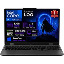 Lenovo Loq 15IRX10 83JE00JQTR-03 I7-13650HX 32GB Ddr5 2tb SSD RTX5060 8gb Tgp 100W 15.6" IPS 144Hz Freedos