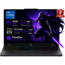 Lenovo Loq 17IRX10 83JH00CNTR-02 I7-13650HX 32GB Ddr5 1tb SSD RTX5060 8gb Tgp 115W 17.3" IPS 165Hz Freedos