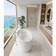 Panelduş - Line Os 100X170 cm Oval Monoblok Beyaz Küvet Outlet - OPI86-