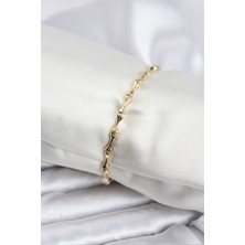 Pazarcan Pirinç Gold Renk Vip Seri Ince Kemik Model Zirkon Taşlı Kadın Bileklik