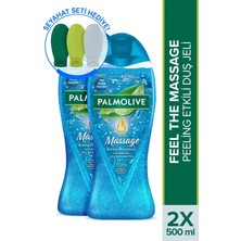 Palmolive Aroma Sensations Feel The Massage Peeling Etkili Duş Jeli 500 ml x2 Doğal Yağ ve Aloe Vera + Seyahat Kiti Hediye