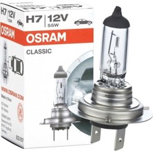 Osram H7 12V 55W Far Ampulü 1 Adet ECE Onaylı Yüksek Parlaklık ve Güvenilir Aydınlatma 64210CLC