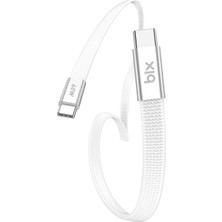 Bix TSC2CC Type-C To Type-C 3A 60W 480MBPS Örgülü ve Şeffaf Silikonlu Hızlı Şarj ve Data Kablosu 1 Metre Beyaz