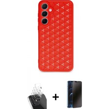 Pileli Store Pilelistore™ Galaxy A35 5g Kılıf Zirve Form - Siyah 3D Antistatik Hayalet Cam Ekran Koruyucu + Kamera Lens Koruma Cam - Sf