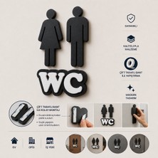 Major Hobi 3D WC Kapı Tabelası Seti Kadın Erkek WC Yazısı Dekoratif Tuvalet İşareti 3lü Set