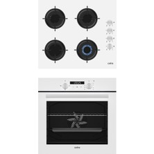 Carino 4 Fonksiyon Dijital Beyaz Power Turbo 2'li Cam Ocaklı Ankastre Set (Fırın+Ocak)