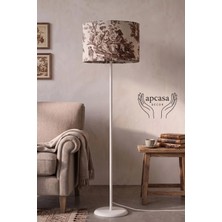 Apcasa Decor Metal Beyaz Ayak Toile De Jouy Vintage Lambader Kahverengi Başlık