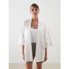 Lcw Vision Beyaz Şal Yaka Oversize Kadın Kimono