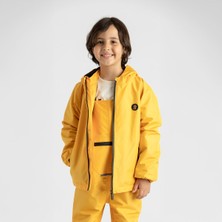 Ligenne Su Geçirmez Çocuk Yağmur Montu | Polar Astarlı Kapüşonlu Çocuk Yağmurluk | Pure Mustard