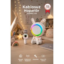 Torima Bluetooth Hoparlör Rgb Işıklı Mikrofonlu Karaoke Tavşan Figürlü Speaker KIDMIC-05 Beyaz