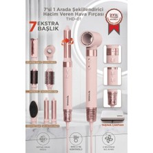 Torima Saç Şekillendirme ve Kurutma Seti 7in1 Hava Üflemeli Fön Makinesi Airwrap Compact THD01 Pembe