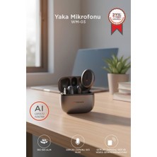 Torima Yaka Mikrofonu Şarj Kutulu Gürültü Önleyici Al Destekli Kablosuz Mikrofon WM03 Siyah