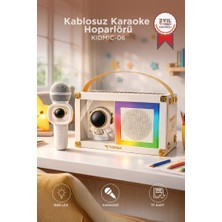 Torima Bluetooth Hoparlör Rgb Işıklı Mikrofonlu Karaoke Astronot Figürlü Speaker KIDMIC-06 Beyaz