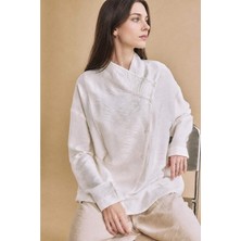 DeFacto Relax Fit Kruvaze Yaka Uzun Kollu Beyaz Tunik H5535AX26HS