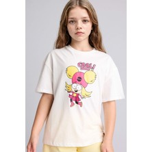 DeFacto %100 Pamuk Süper 1 Takım Oversize Bisiklet Yaka Kısa Kollu Beyaz Tişört Kız Çocuk H7950A826HS