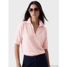 Lcw Vision Pembe Polo Yaka Oversize Kadın Triko Kazak