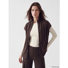 Lcw Modest Kahverengi Dik Yaka Taşlı Soft Touch Kadın Yelek