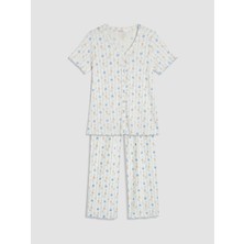Lcw Dream Ekru V Yaka Baskılı Hamile Pijama Takımı