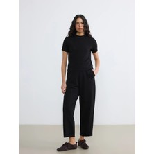 Lcw Modest Siyah Beli Lastikli Soft Touch Kadın Eşofman Altı
