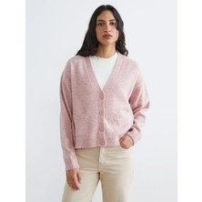Lcw Modest Pembe V Yaka Kadın Triko Hırka