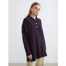Lcw Modest Bordo Polo Yaka Kadın Triko Kazak