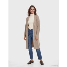 Lcw Modest Bej Şal Yaka Oversize Kadın Triko Hırka