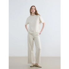 Lcw Modest Bej Beli Lastikli Soft Touch Kadın Eşofman Altı