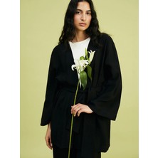 Lcw Modest Siyah Şal Yaka Oversize Kadın Kimono