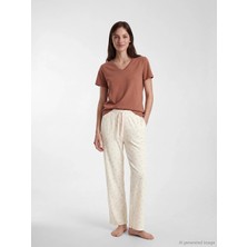 Lcw Dream Ekru Beli Lastikli Çiçekli Kadın Pijama Alt