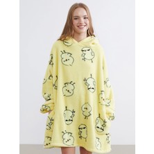 Lcw Young Sarı Kapüşonlu Oversize Kadın Pelüş Pijama Üstü