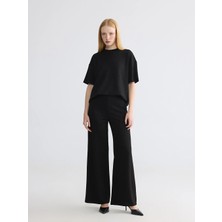Lcw Modest Siyah Soft Touch Taşlı Kadın Eşofman Altı
