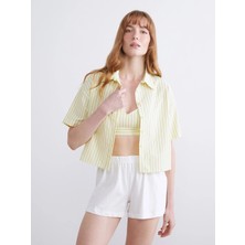 Lcw Dream Sarı Çizgili Kadın Pijama Üstü ve Büstiyer 2'li