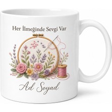 Tupya Gift Nakış Işleyenlere Iğne Iplik Kasnak Çiçek Motifi Anneanne Hatırası Kupa Bardak Hediye
