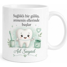 Tupya Gift Diş Ipi Kullanan Bebek Annesine Sağlıklı Gülüş Temalı Özel Baskılı Kupa Bardak Hediye