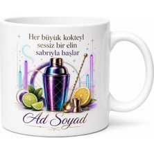 Tupya Gift Barmen Yardımcısına Hediye Kokteyl Shaker Ruhu Gece Kulübü Baskılı Kupa Bardak