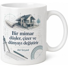 Tupya Gift Isimli Maket Ev Desenli Mimar Kupası Özel Baskılı Hediye Bardak