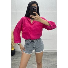 Ded Collection Kadın Salaş Oversize Fuşya Gömlek