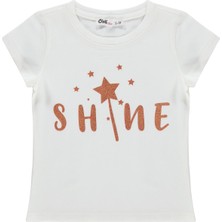 Civil Girls Shine Baskılı 2-5 Yaş Tişört  - Kırık Beyaz