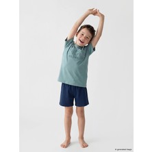 LC Waikiki Lcw Kids Yeşil Kabartma Baskılı Erkek Çocuk Şortlu Pijama Takımı