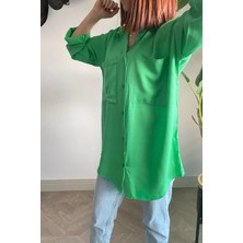 Ded Collection Kadın Salaş Oversize Yeşil Gömlek