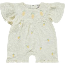 Civil Baby Limon Nakışlı 6-18 Ay Patiksiz Tulum - Ekru