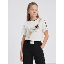 Beneti Kız Çocuk 10-14 Yaş Tişört - Ekru