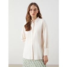 Lcw Modest Ekru Oversize Kadın Gömlek Tunik
