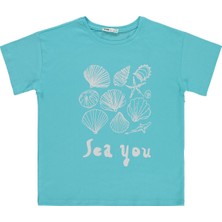 Civil Girls See You Baskılı 10-13 Yaş Tişört - Mavi