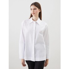 Lcw Modest Beyaz Düz Poplin Kadın Gömlek Tunik